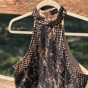 PRETTY LITTLE THING | 10 | Black Lace Crochet High Neck Midi Cocktail Dress NWOT